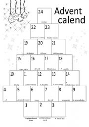English Worksheet: Advent calendar - part 1