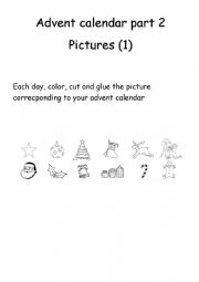 English Worksheet: Advent calendar - part 2