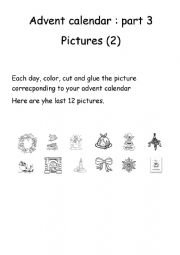 English Worksheet: Advent calendar - part 3