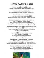 English Worksheet: Moana - How Far Ill go