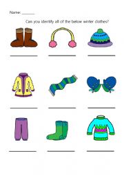 English Worksheet: Winter Clothes