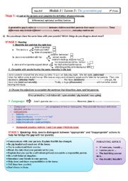 English Worksheet: Generation Gap Lesson 3 9th Form Tunisian 