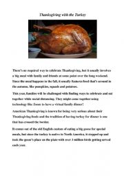 English Worksheet: Thanksgiving with the Turkey