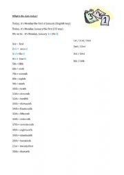 English Worksheet: Ordinal numbers