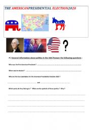 English Worksheet: DATA ABOUT THE AMERICAN PRESIDENTIAL ELECTION 2020