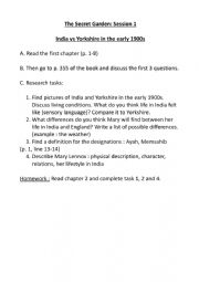 English Worksheet: The Secret Garden Chapter 1 Reaading Guide