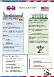 English Worksheet: Politics and Society