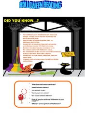 English Worksheet: Halloween Reading