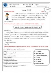 English Worksheet: mid term test n 1