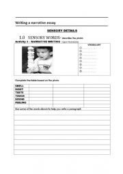 English Worksheet: NARRATIVE  WRITING