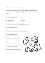 Animal Fair song Worksheet