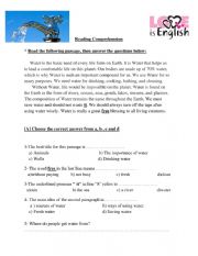 English Worksheet: Reading comprehension