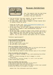 English Worksheet: Artifact Analysis Worktsheet