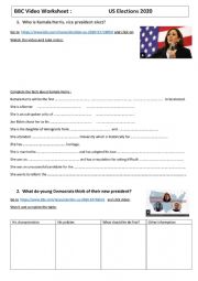 BBC video worksheet : US Elections 2020