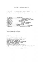 English Worksheet: comparatives and superlatives