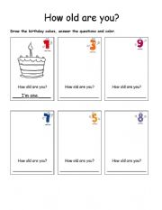 English Worksheet: How old are you? Worksheet 