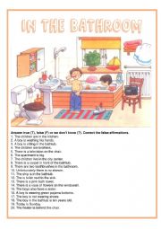 English Worksheet: Picture description - In the bathroom