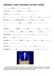 English Worksheet: President-Elect Joe Bidens Victory Speech
