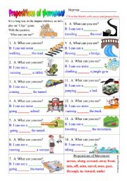 I Spy Prepositions of Movement with Answer Key