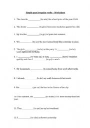 English Worksheet: Worksheet Simple Past and Rules
