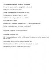 English Worksheet: the war that inspired 
