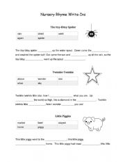 English Worksheet: Nursery Rhyme Write-Ins