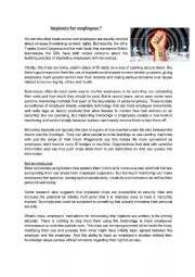 English Worksheet: Implants for employees