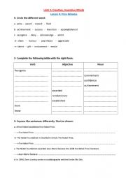 English Worksheet: Revision  4th form Unit3 Lesson 4