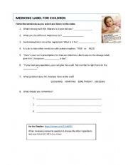 English Worksheet: Medicine Label for Children 