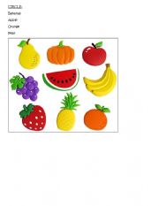 English Worksheet: Fruits