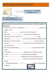 English Worksheet: Future continuous