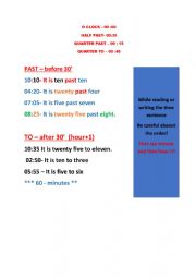 English Worksheet: telling the time