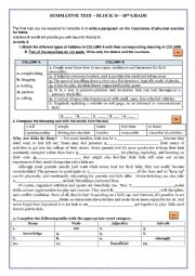 English Worksheet: Summative Test on Block 0 - 10th Grade - Getting Started