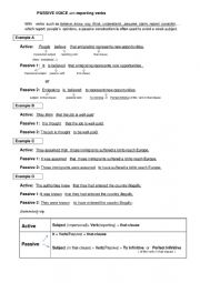 English Worksheet: Passive voice - Impersonal and Infinitive construction