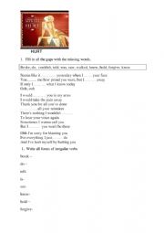 English Worksheet: Past tense exercise-song