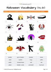 English Worksheet: Halloween Vocabulary