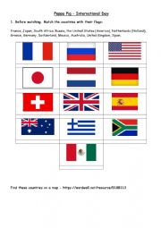 peppa pig - international day video worksheet