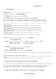 English Worksheet: guide for sending a letter to a penpal