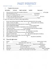 English Worksheet: PAST PERFECT TENSE