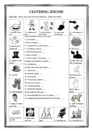 Clothing Idioms Two Pages