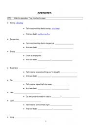 English Worksheet: Opposites A2