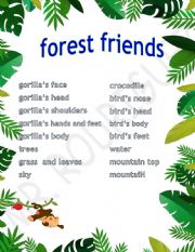 English Worksheet: FOREST FRIENDS