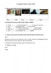 English Worksheet: Video movie: The Legend of Tarzan