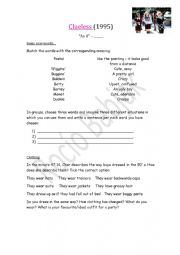 English Worksheet: Clueless - Worksheet