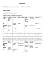 English Worksheet: Information gap_PresSimp, PresCont, PastSimp