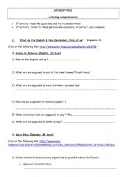English Worksheet: Listening comprehension about stereotypes