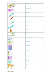 English Worksheet: Match classroom objects and places