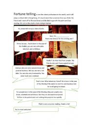 English Worksheet: Fortune Telling Dialogue