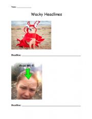 English Worksheet: Wacky Headlines