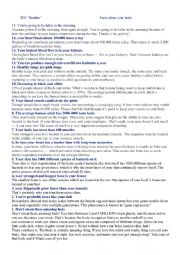 English Worksheet: 15 interesting facts about our body